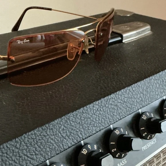 RAY-BAN Vintage Square RB3158 Unisex Orange Tinted Sunglasses - Picture 16 of 16